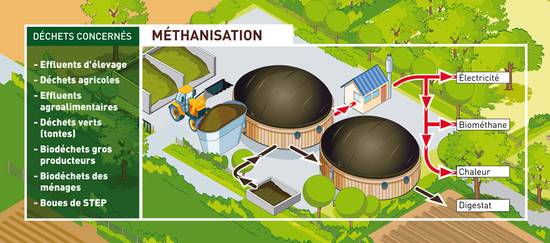 schéma déchet de méthanisation Biogaz Dunois - méthanisation agricole